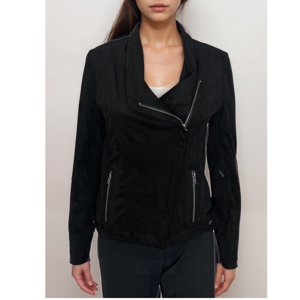 2/$30 BB Dakota Jacket Sz S Black Faux Suede Moto Style Grunge Goth Minimalist - Picture 1 of 11